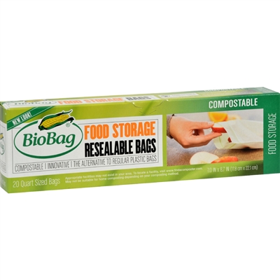 Biobag Resealable Bags, Food Storage - 20 bags